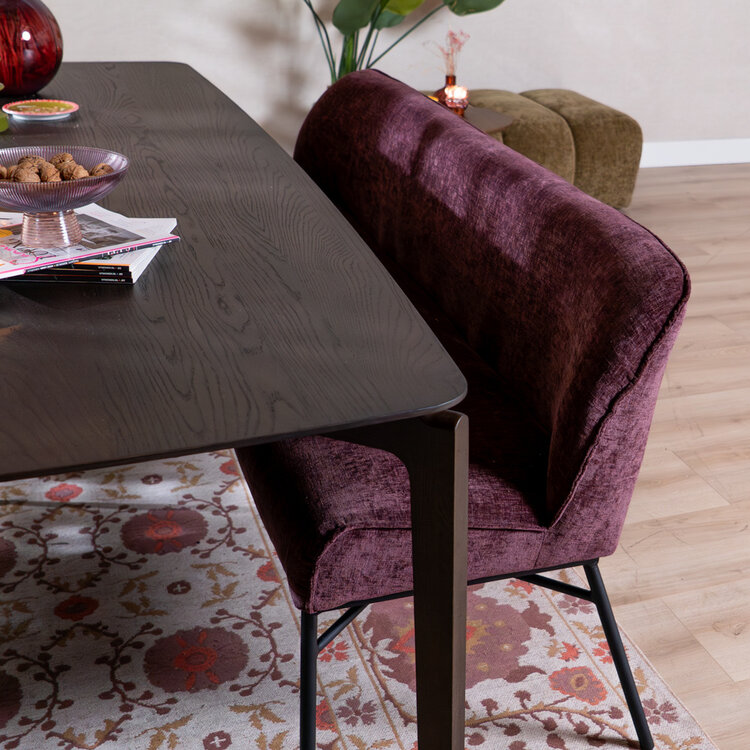 Eetkamerbank Momo chenille paars 185 cm