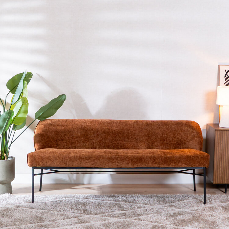 Eetkamerbank Momo chenille koper 185 cm