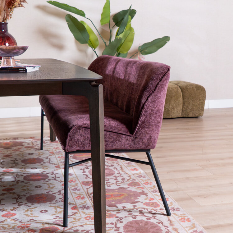 Eetkamerbank Momo chenille paars 155 cm