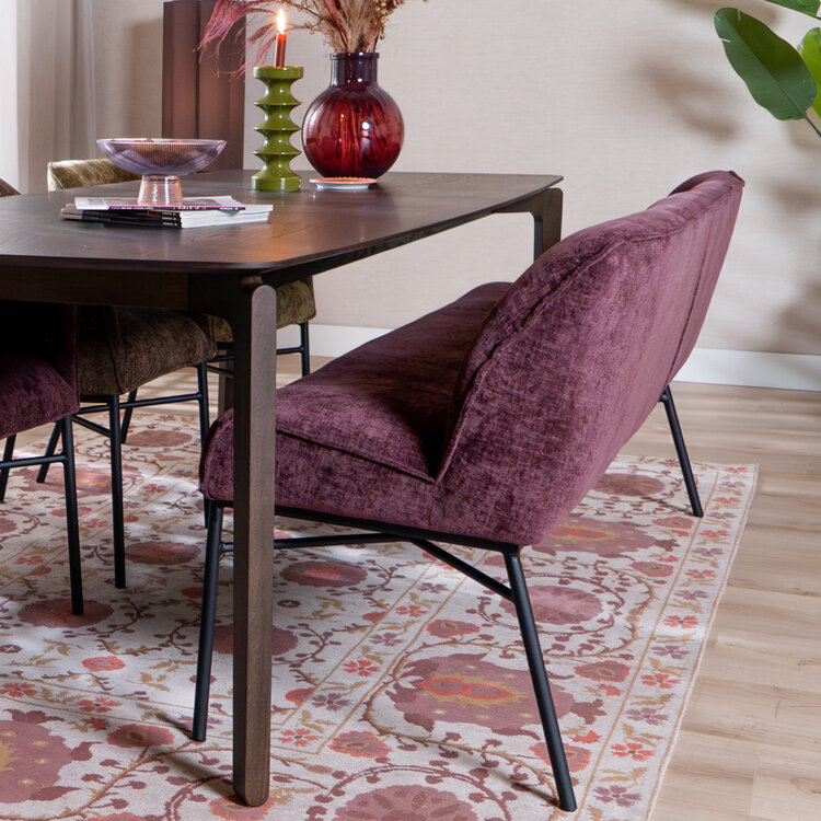 Eetkamerbank Momo chenille paars 155 cm