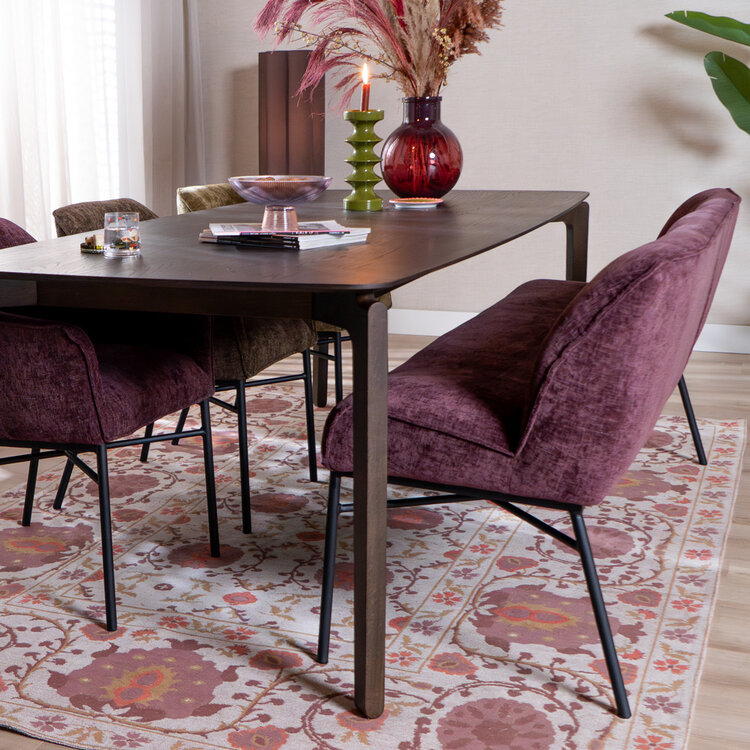 Eetkamerbank Momo chenille paars 155 cm