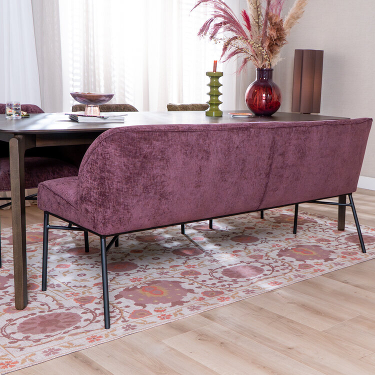 Eetkamerbank Momo chenille paars 220 cm