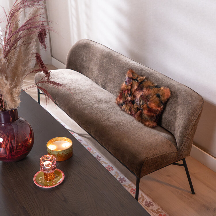 Eetkamerbank Momo chenille mocha 220 cm