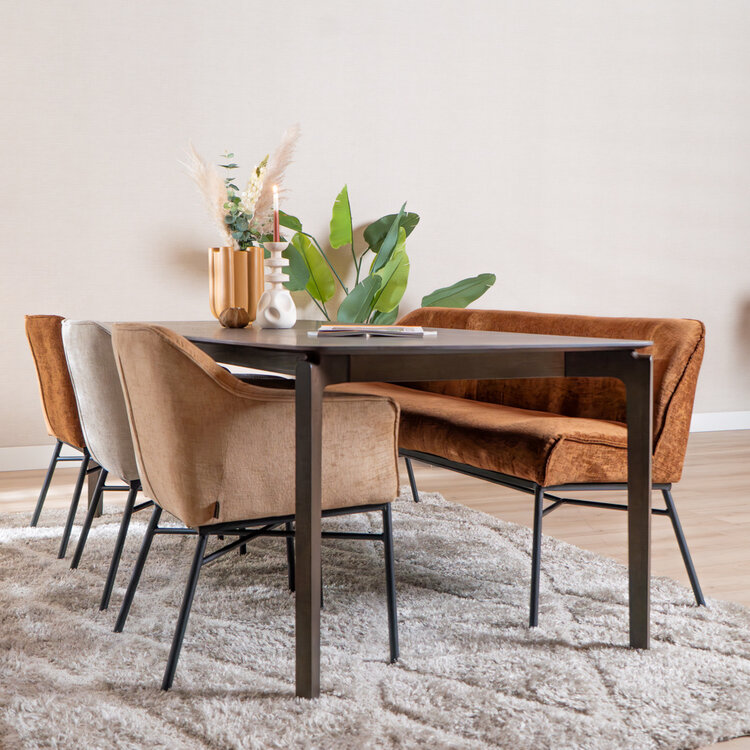 Eetkamerbank Momo chenille koper 155 cm