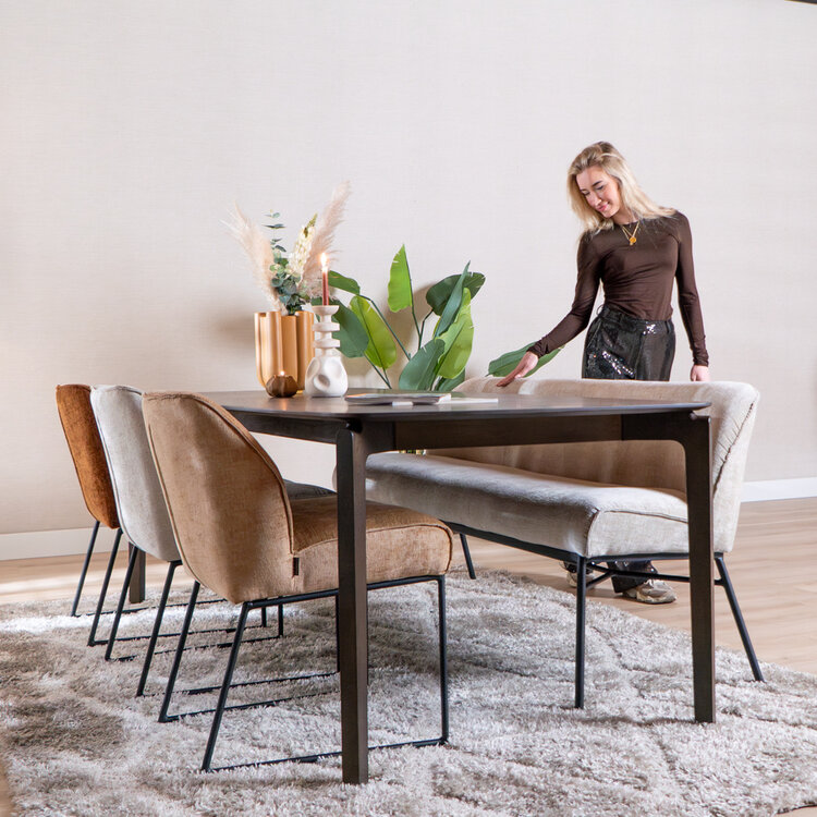 Eetkamerbank Momo chenille sand 220 cm