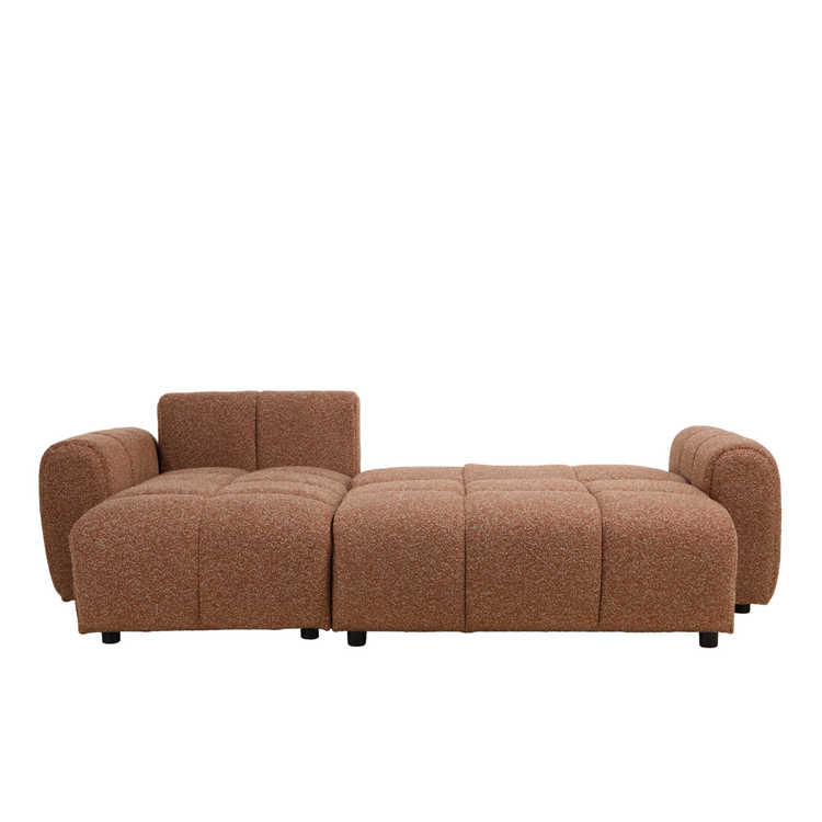 Slaapbank 2 persoons Inka terracotta bouclé mélange links/rechts