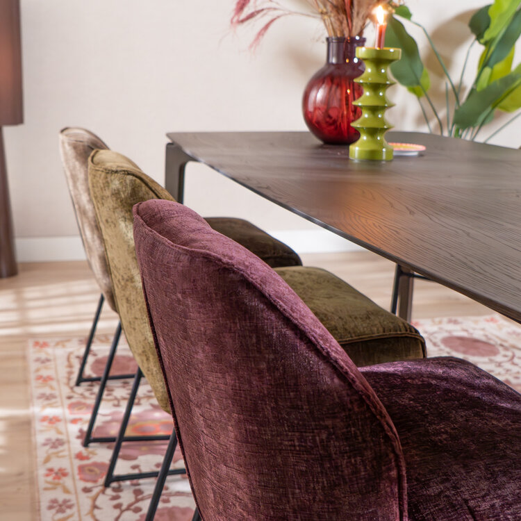 Eetkamerstoel Momo chenille paars