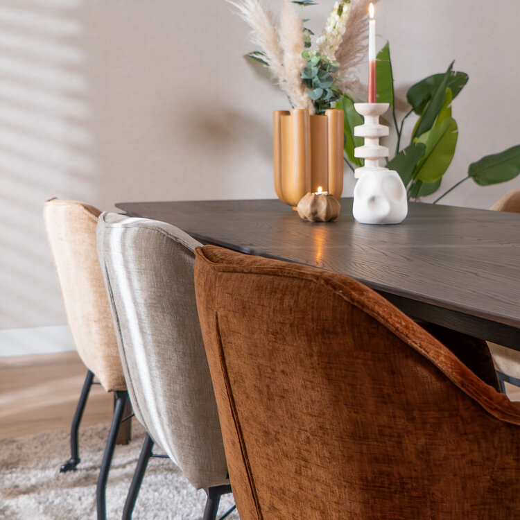 Eetkamerstoel met wieltjes Enzo chenille koper