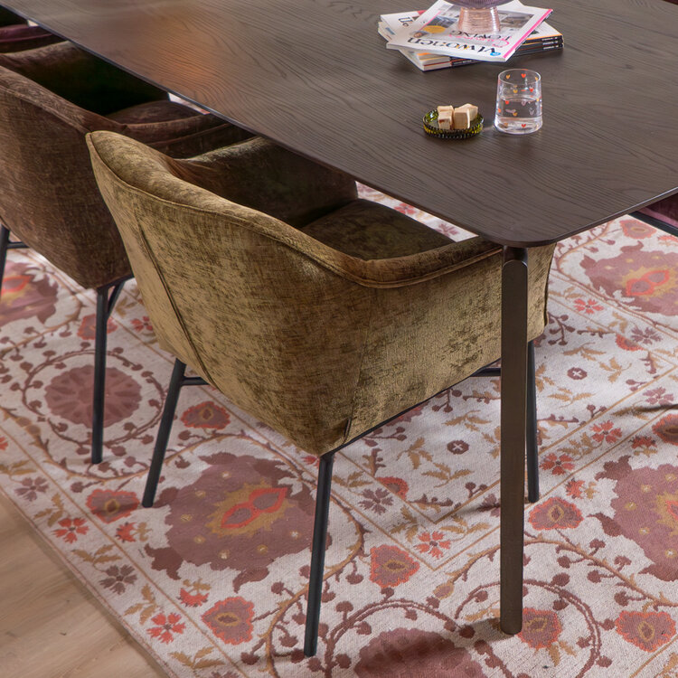 Eetkamerstoel Nubo chenille olijfgroen