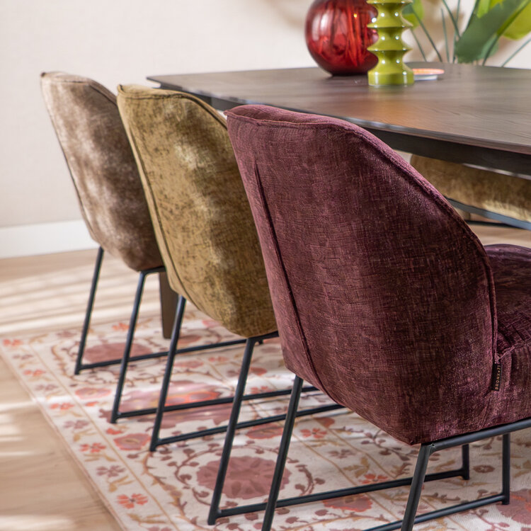 Eetkamerstoel Momo chenille olijfgroen