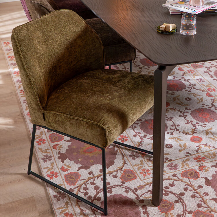 Eetkamerstoel Momo chenille olijfgroen