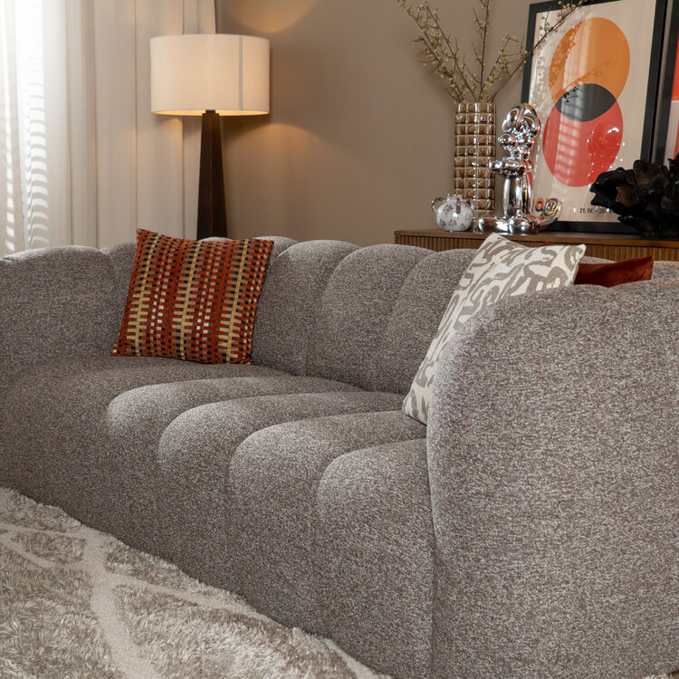 3-zitsbank Luca bouclé bruin/grijs