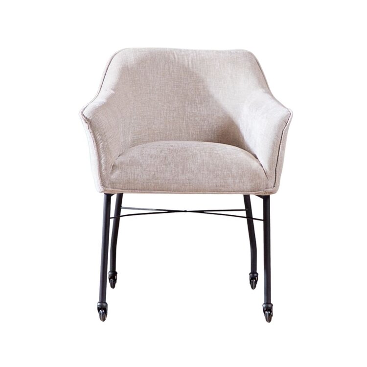 Eetkamerstoel met wieltjes Enzo chenille sand