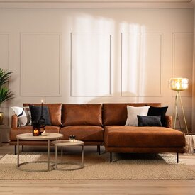 Industriële hoekbank Denver cognac eco-leer rechts