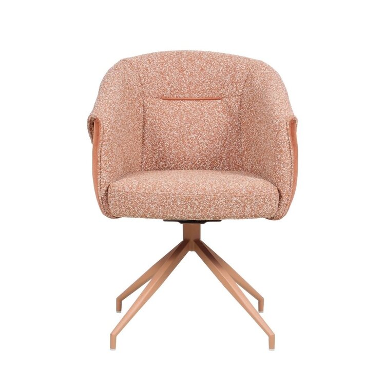 Eetkamerstoel Riley draaibaar bouclé terracotta