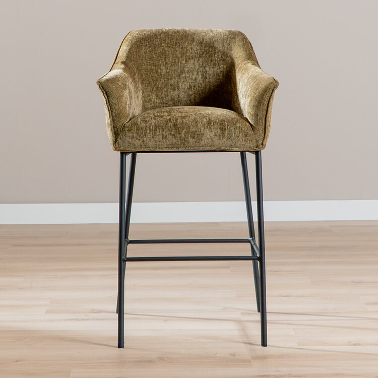 Barkruk Nubo chenille olijfgroen 85 cm