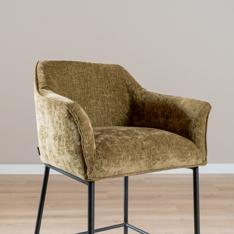 Barkruk Nubo chenille olijfgroen 85 cm