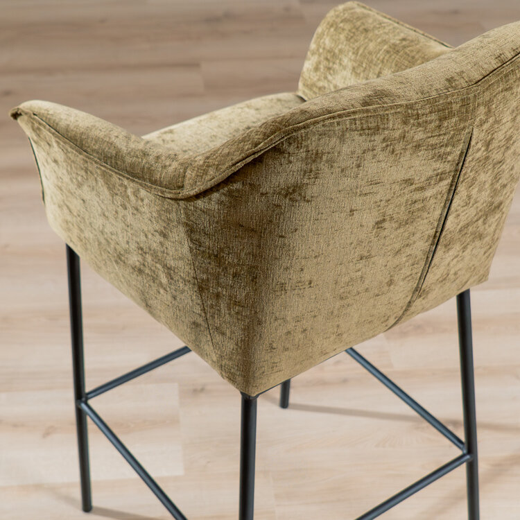 Barkruk Nubo chenille olijfgroen 85 cm