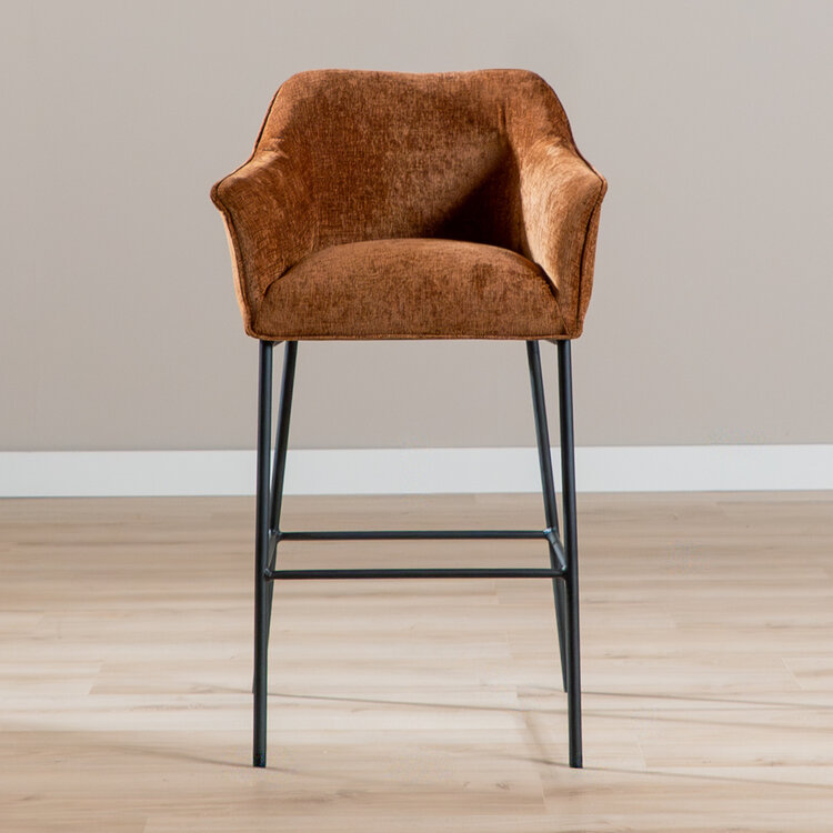 Barkruk Nubo chenille koper 85 cm