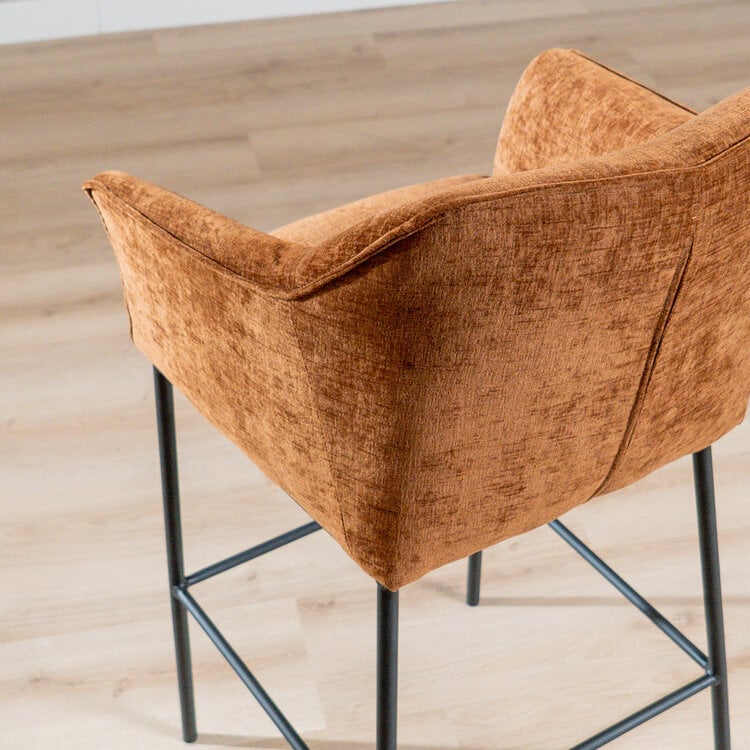 Barkruk Nubo chenille koper 85 cm