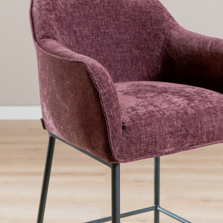 Barkruk Nubo chenille paars 85 cm