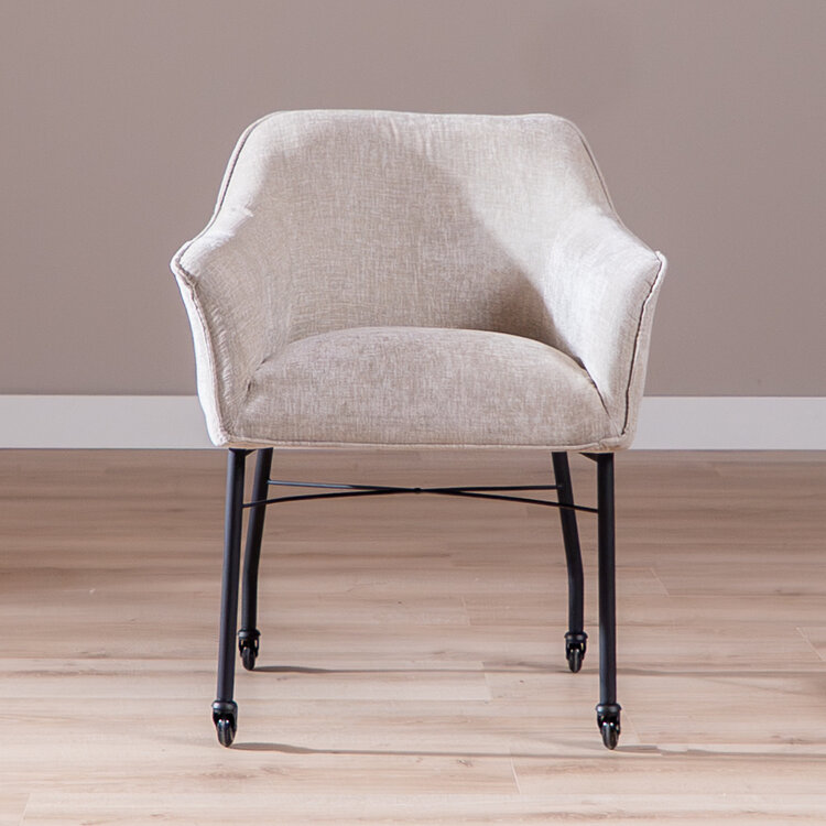 Eetkamerstoel met wieltjes Enzo chenille sand