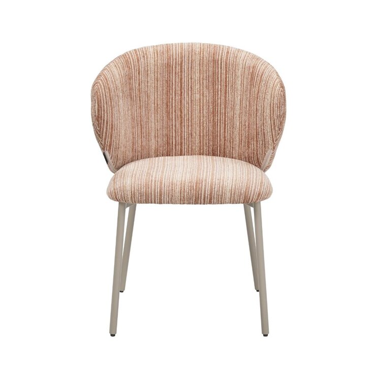 Eetkamerstoel Milo chenille beige/pink