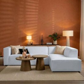 Scandinavische hoekbank Memphis off white stof gemêleerd rechts