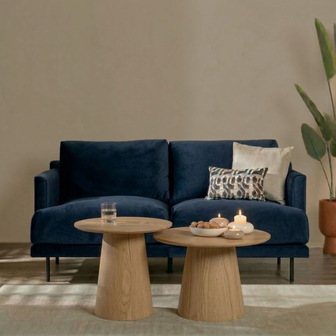 Velvet bank 2,5-zits Denver blauw