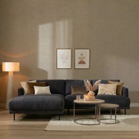 Scandinavische hoekbank Denver bouclé zwart links