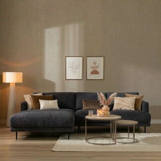 Scandinavische hoekbank Denver bouclé zwart links