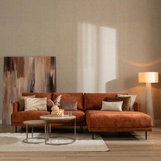 Velvet hoekbank Denver koper rechts