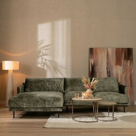 Velvet hoekbank Denver donkergroen links