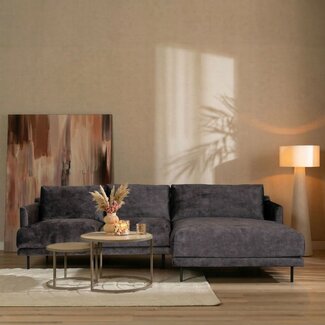 Velvet hoekbank Denver antraciet rechts