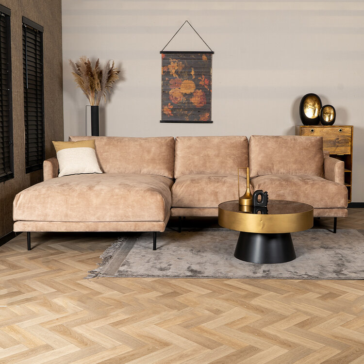 Velvet hoekbank Denver taupe links