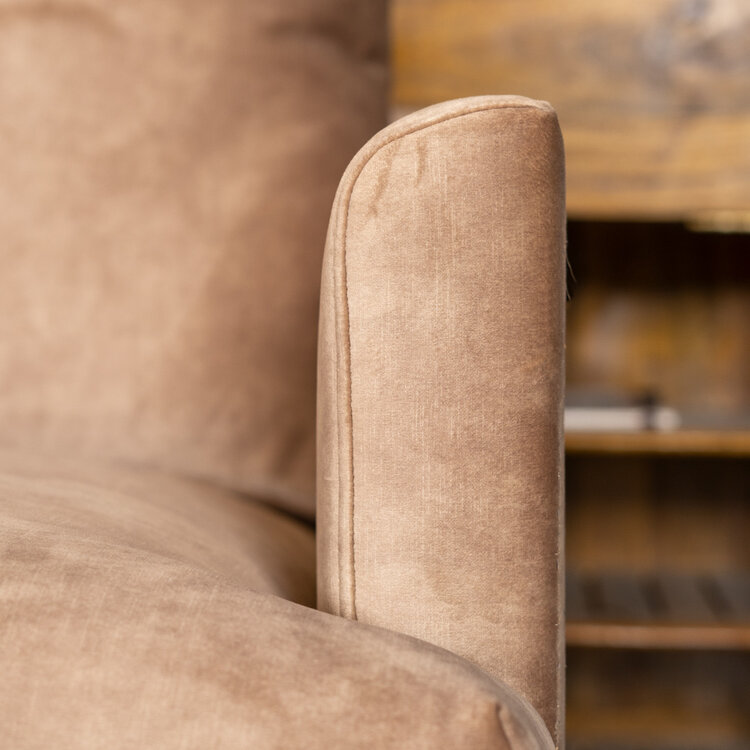Velvet hoekbank Denver taupe links