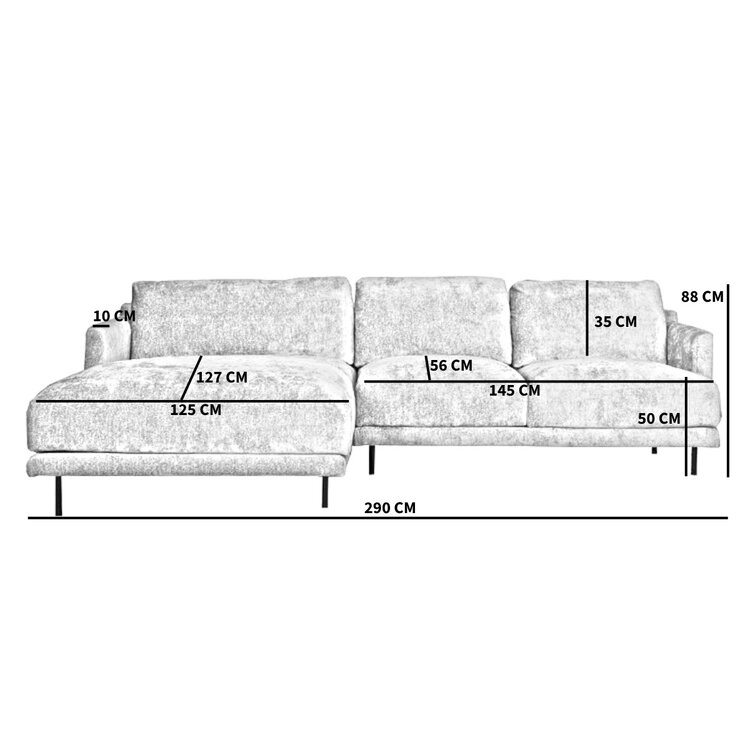 Velvet hoekbank Denver taupe links