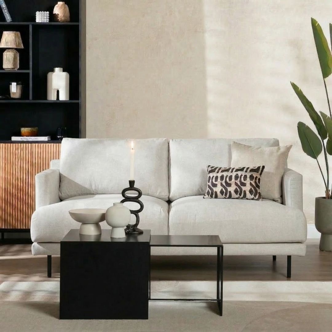 Scandinavische bank 2,5-zits Denver off white stof gemêleerd