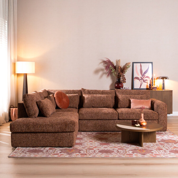 Hoekbank Kyle chenille rood links