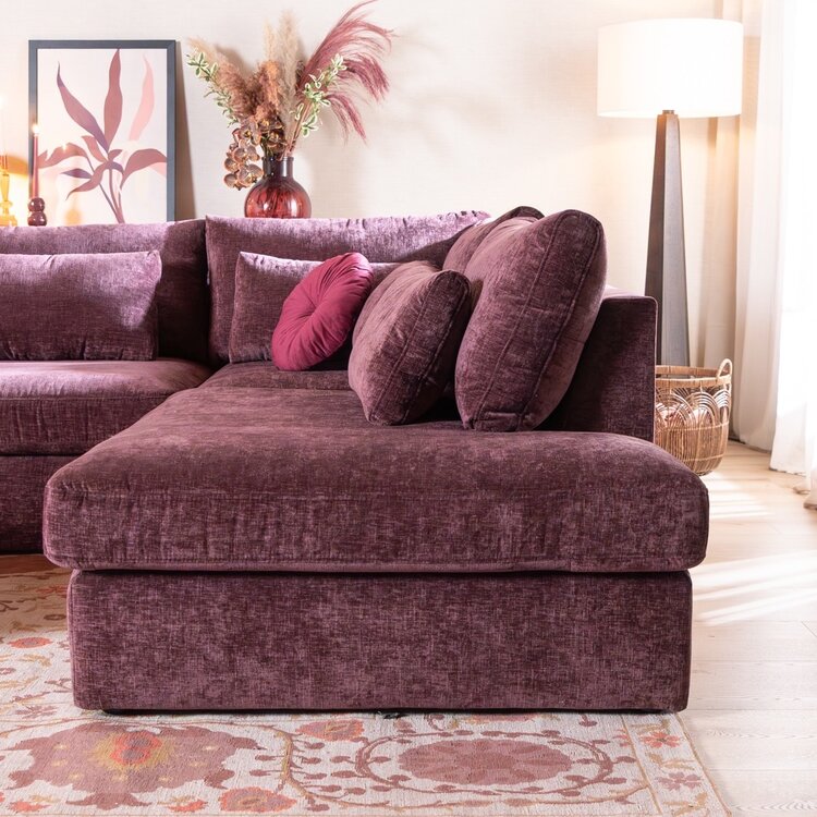 Hoekbank Kyle chenille paars rechts