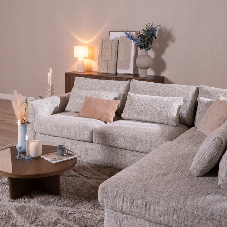 Hoekbank Kyle chenille sand grey rechts