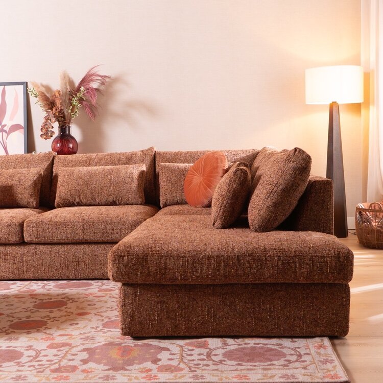 Hoekbank Kyle chenille rood rechts