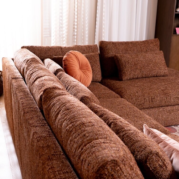 Hoekbank Kyle chenille rood rechts