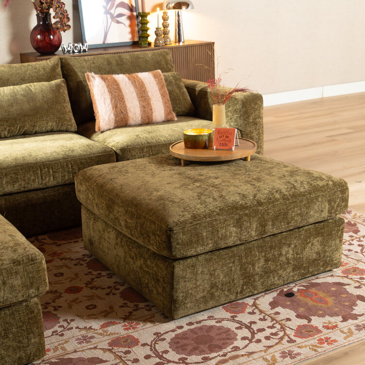 Hocker Kyle chenille olijf groen