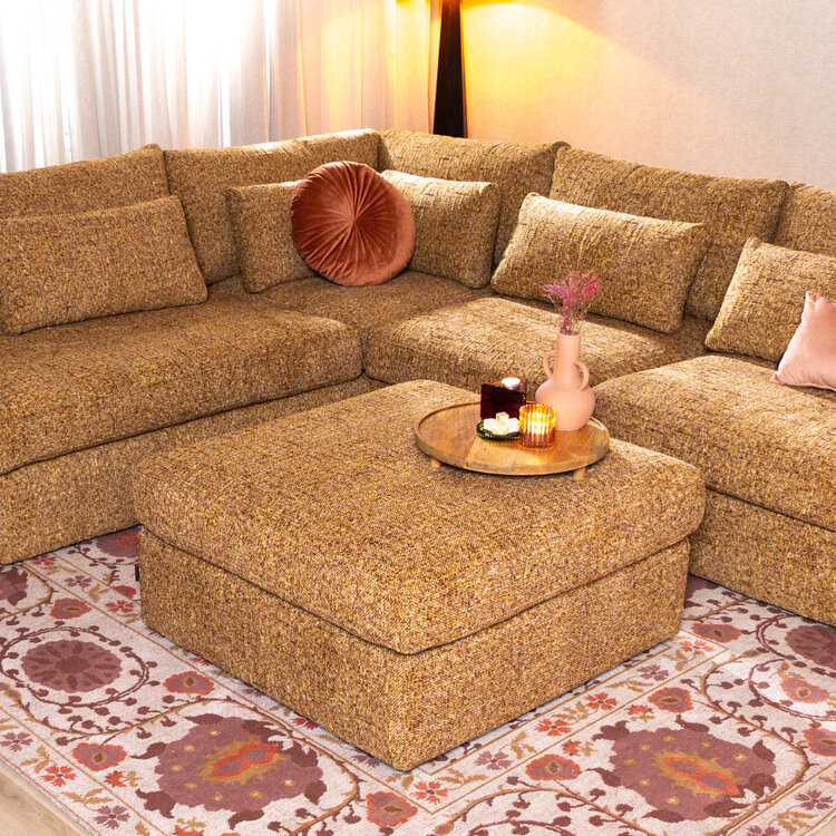 Hocker Kyle chenille okergeel
