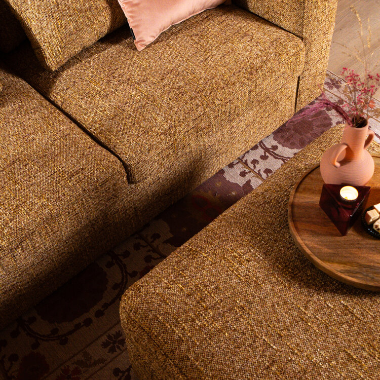 Hocker Kyle chenille okergeel