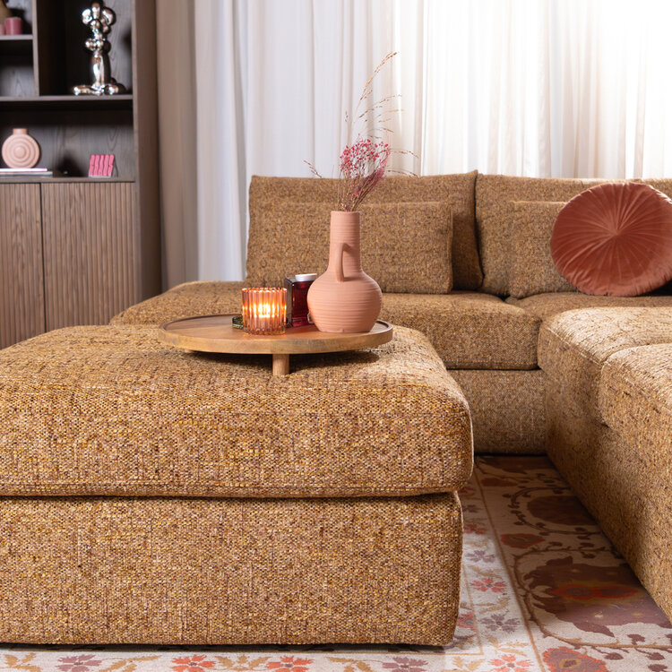Hocker Kyle chenille okergeel