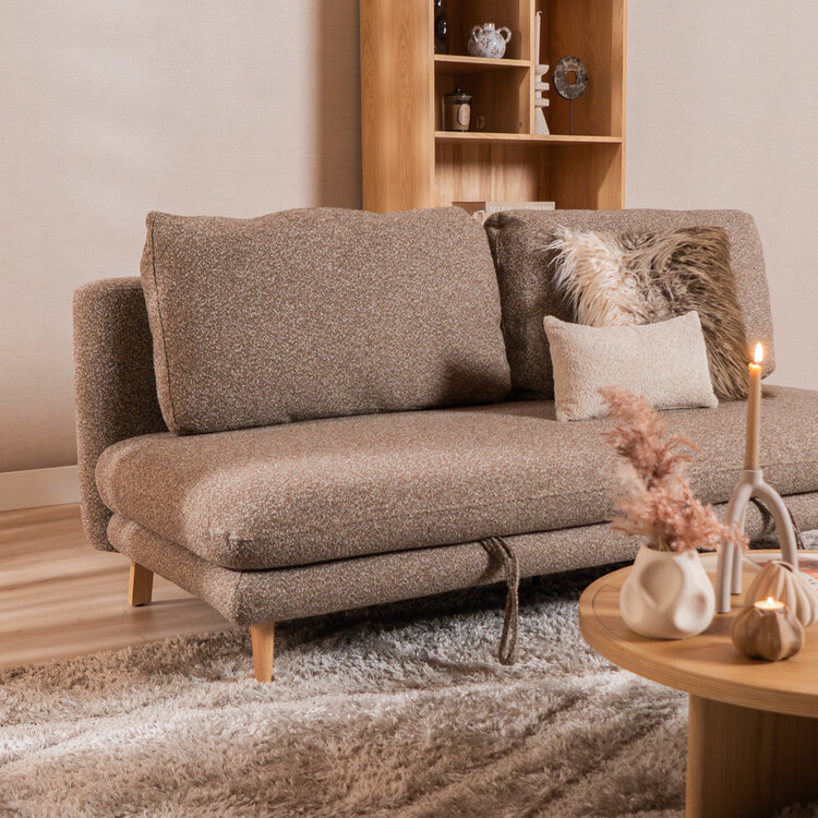 Slaapbank 2 persoons Lauri bruin bouclé mélange