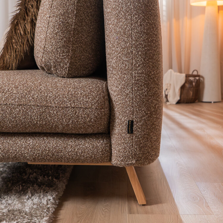 Slaapbank 2 persoons Lauri bruin bouclé mélange