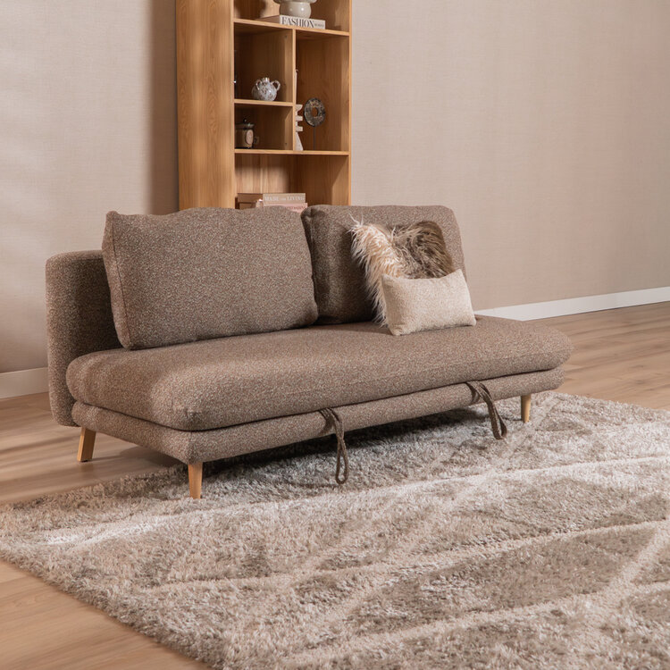 Slaapbank 2 persoons Lauri bruin bouclé mélange